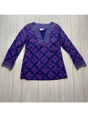 Vineyard Vines Women's Blue & Purple Geometric The Cramps Tunic Top Size 6